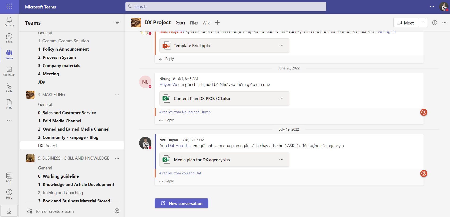 Trao đổi thông tin trực tiếp trên từng dự án